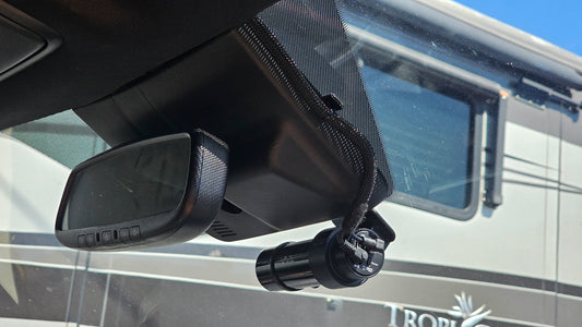 Car rearview mirror with a dash camera mounted